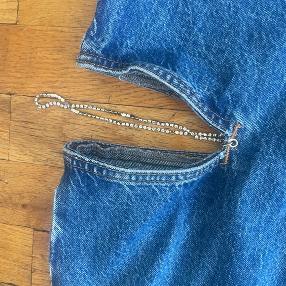 *BLOGGERS FAVE* Zara cut out jeans with rhinestone chains - sz 2 - Picture 9 of 10